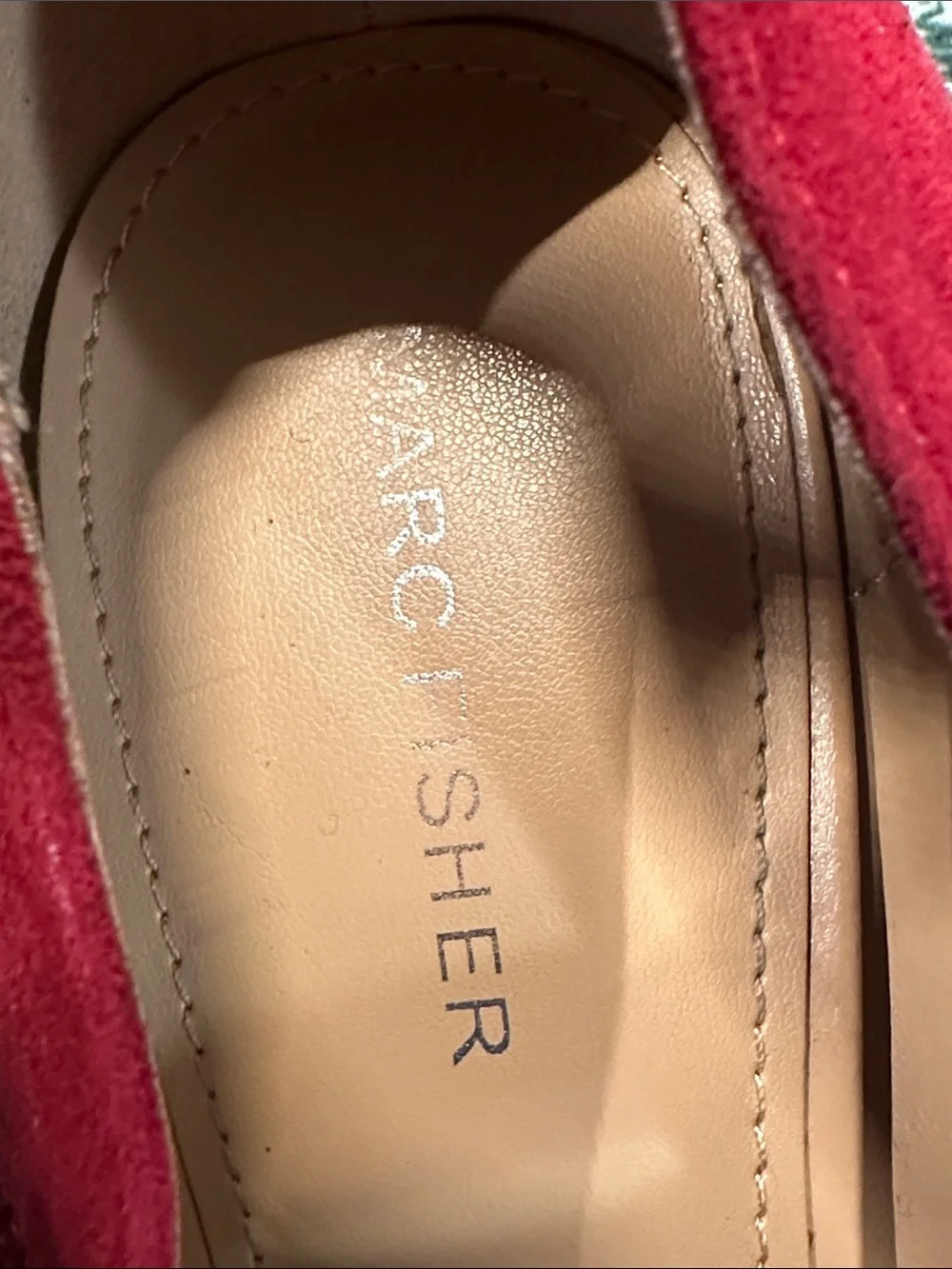 Marc Fisher Red Suede Platform Block Heel Mary Janes - Size 9.5M